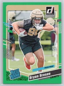 Donruss Football #372 Bryan Bresee Green Press Proof Saints 2023 clasificación novato - Imagen 1 de 2