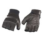 Milwaukee Leather Mg7504 Men's Black Gel Palm Leather And Mesh Fingerless Gloves