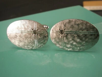 Abotoaduras vintage texturizadas de strass ANSON simples simples - Imagem 1 de 4