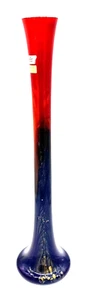 Vintage MCM Spannvase Ambiente Zwiesel rot & blau Ombré Kunstglas Vase 19,75" hoch - Bild 1 von 7