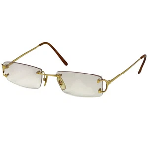 CARTIER logo glasses Color Lens Eyewear Glasses Gold Plated Gold Women - Picture 1 of 5