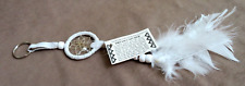 Navajo Handmade 1.6" Small Size White Leather Dream Catcher Keychain M374