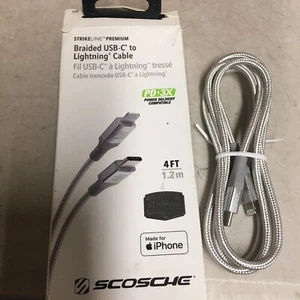 SCOSCHE STRIKELINE 4 FT PREMIUM BRAIDED USB-C TO LIGHT CABLE CIB4SR-SP - Picture 1 of 1