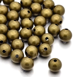 50pcs Antique Bronze Seamless Metal Beads Smooth Loose Spacers Nickel Free 8mm - Picture 1 of 2