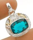Two Tone Natural 6Ct Apatite 925 Sterling Silver Pendant Jewelry K9 3