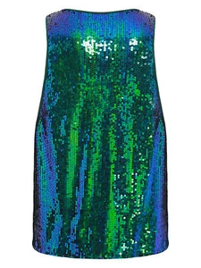 Mens Blouse Metallic Vest Vacations Top Sleeveless Tank Tops Halloween Glitter - Picture 1 of 50