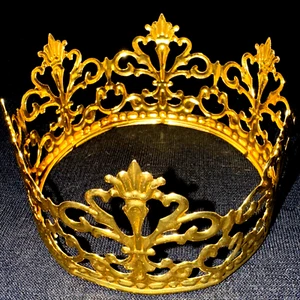 "Mini corona de metal dorado de 4"" X 2,25"" decoración de pastel fiesta princesa muñeca de 18""" - Imagen 1 de 8