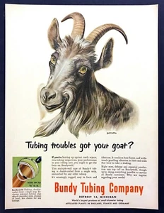 1951 British Pygmy Goat art by Andre Durenceau Bundy Tubing Co. vintage print ad - Imagen 1 de 1