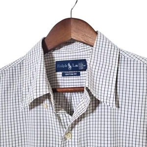 Camicia Ralph Lauren personalizzata con bottoni taglia L bianca nera check uomo - Foto 1 di 10
