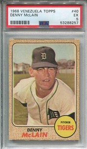 1968 Venezuelan Topps #40 Denny McLain PSA 5 (EX) Detroit Tigers Venezuela