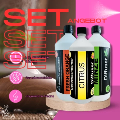 3x1 L Raumduft Citrus Orange Minze Diffuser Lufterfrischer  Geruchsvernichter - Bild 1 von 2