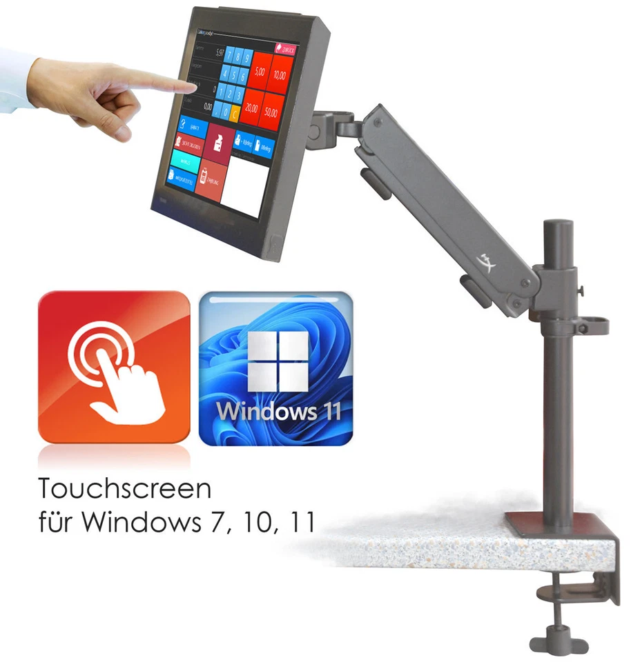 15,6" 39cm WIDESCREEN MONITOR MIT ELO TOUCHSCREEN STABILE MONITORHALTERUNG 15T+F - Bild 1 von 4