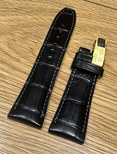 Original OEM Baume & Mercier schwarzes Alligatorlederband 24 mm 19,5 mm 24/19,5 - Bild 1 von 5