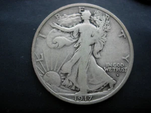 1917-D OBV FINE BETTER DATE WALKING LIBERTY SILVER HALF DOLLAR - L1403 - Picture 1 of 2