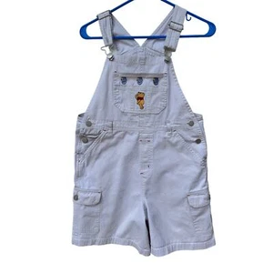 Vintage Winnie Pooh Khaki Shortalls Short Overalls Size Girl’s 14 Women’s Small - Picture 1 of 6