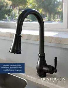 Grifo de cocina clásico de latón Huntington en acabado negro mate - Imagen 1 de 8