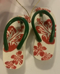 Hawaiin Island Heritage Hibiscus Slippers Flip Flop Christmas Ornament NIB - Picture 1 of 5