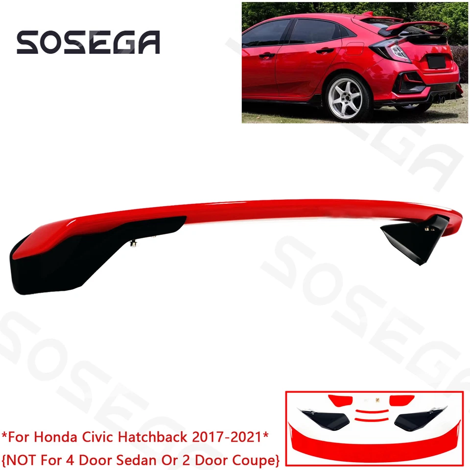Alerón superior trasero para Civic FK7 FK4 FK8 hatchback 2017-2021 rojo estilo HPD Foto 1 de 4