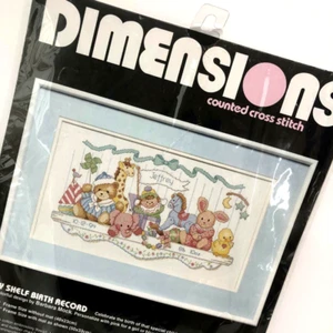 VTG Dimensions Counted Cross Stitch Baby Birth Record Kit NEW SEALED 16x9 USA - Picture 1 of 6