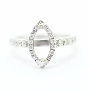 MARQUISE HALO DIAMONDS SEMI-MOUNT ENGAGEMENT RING IN 14K WHITE GOLD 6.75US - Picture 1 of 5