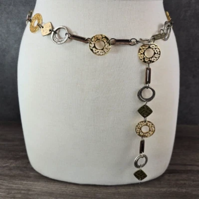 Винтажный геометрические металлические формы цепочка ремень ретро многоцветный серебро золото бронза - Изображение 1 из 4