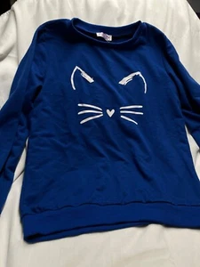 Lot3909- Girl's GORLYA Blue Cat Sweatshirt - Size 14 - Picture 1 of 2