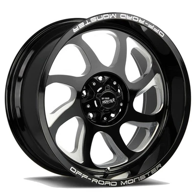 Off-Road Monster M22 22x12 6x135 -44 Black Milled Wheels(4) 87.1 22" inch Rims - Image 1 of 3