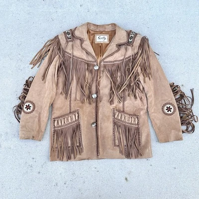 Abrigo Chaqueta Western Vintage Scully Gamuza Flecos Cuero Talla 44 23x31 Foto 1 de 4