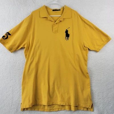 Camisa Polo Ralph Lauren Masculina Extra Grande Manga Curta Big Pony #3 Amarela - Imagem 1 de 4