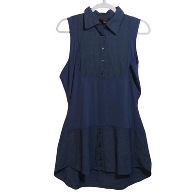 Kathleen Kirkwood Undercover Agent Dictra-Ease Chambray Shirttail Top Size M - Image 1 of 4