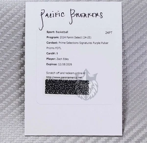 Zach Edey SP /15📈2024-25 Select Rookie Prime Selezioni Auto FOTL Viola Pulsar - Foto 1 di 1