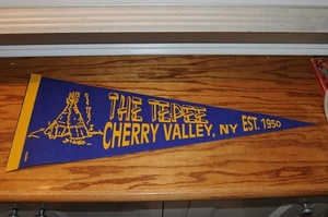 Vintage Wimpel Flagge The Tipi Cherry Valley NY Est. Historische Erinnerungsstücke 1950 - Bild 1 von 10