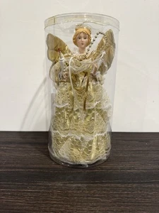 Christmas Angel Tree Topper Figurine Illuminated Porcelain 10" High Merry Brite - Picture 1 of 7