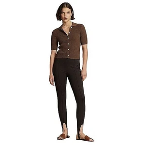 NEW Polo Ralph Lauren Pintucked Stirrup Stretch Ponte Legging Side Zip Size Lg - Picture 1 of 12