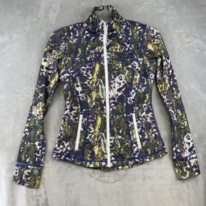 Lululemon Define Jacket Women's Sz 6 Purple Floral Stretch Full Zip Thumbhole - Picture 1 of 16