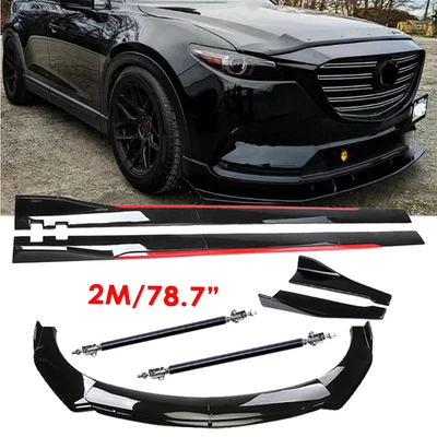Front Bumper Lip Splitter Glossy Black Red Body Kit Side For Mazda CX-7 CX-9 Foto 1 de 4