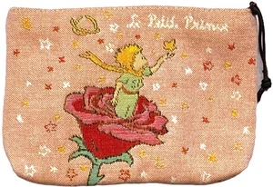 PETIT PRINCE ON A ROSE BELGIAN TAPESTRY TROUSSE PURSE POUCH COSMETICS BAG - Picture 1 of 5