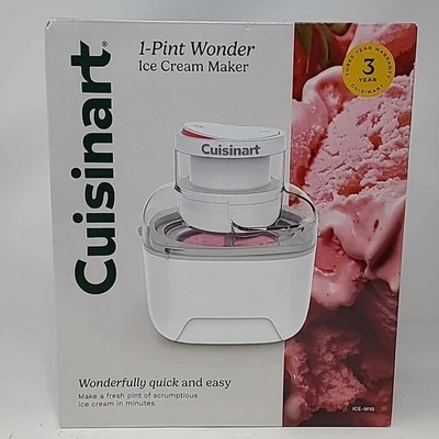 Cuisinart Ice Cream Maker 1 Pint Wonder White Mini ICE-M10 Yogurt Sorbet NEW - Image 1 of 4