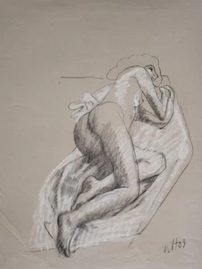 Wulfried Hengstenberg Frauenakt Rückenakt zeitgenössisch Unikat Zeichnung 2009 - Picture 1 of 2