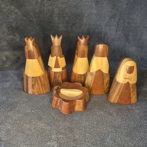 Wooden Made In India Nativity Set 6 Piece - Picture 1 of 3