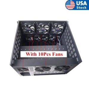 1x For 6GPU ETH BTC Open Air Mining Miner Frame Rig Coin Graphics Case w/ 10 Fan - Picture 1 of 9