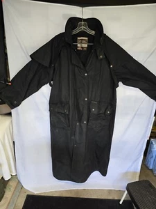  Driza-Bone  Riding Coat Australia Sz Lrg Water Resistant Black Harley Davidson - Picture 1 of 13