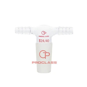 Laboratory Glass Adapters Inlet, Two Hose Connectors ,Outer Joint,90° - Picture 1 of 1