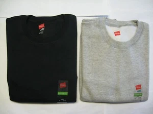 Lot of 2 Hanes Just4Fun Youth Fleece Crewneck Sweatshirts Black & Grey L 12/14 - Picture 1 of 3