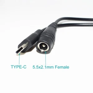 100x USB 3.1 Type C Male To 5.5x2.1mm Female DC Power Charger Adapter Cable 15cm - Picture 1 of 5