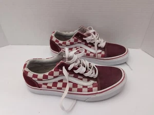 Vans Old Skool rot/weiß Velour kariert Skateschuhe Damen 7,5, Herren 6,0 - Bild 1 von 9