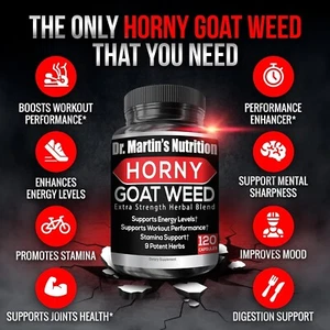Super Strength 1590mg Horny Goat Weed 120 Capsules With Maca Arginine-US - Picture 1 of 12