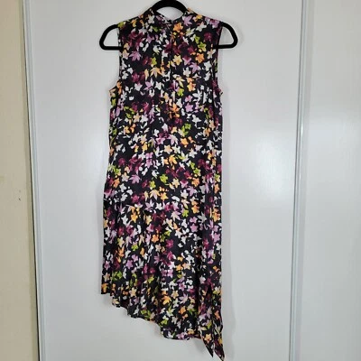 Vestido Equipment XS Tira Seda Cambio Asimétrico MIDI Eclipse Multi Floral  Foto 1 de 4