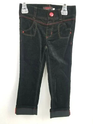 Pantalones CATIMINI para niñas pequeñas negras con puños de terciopelo corazón talla 2 Foto 1 de 4