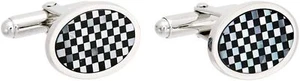 David Donahue Sterling Silver Enamel Mosaic Cufflinks - Picture 1 of 2